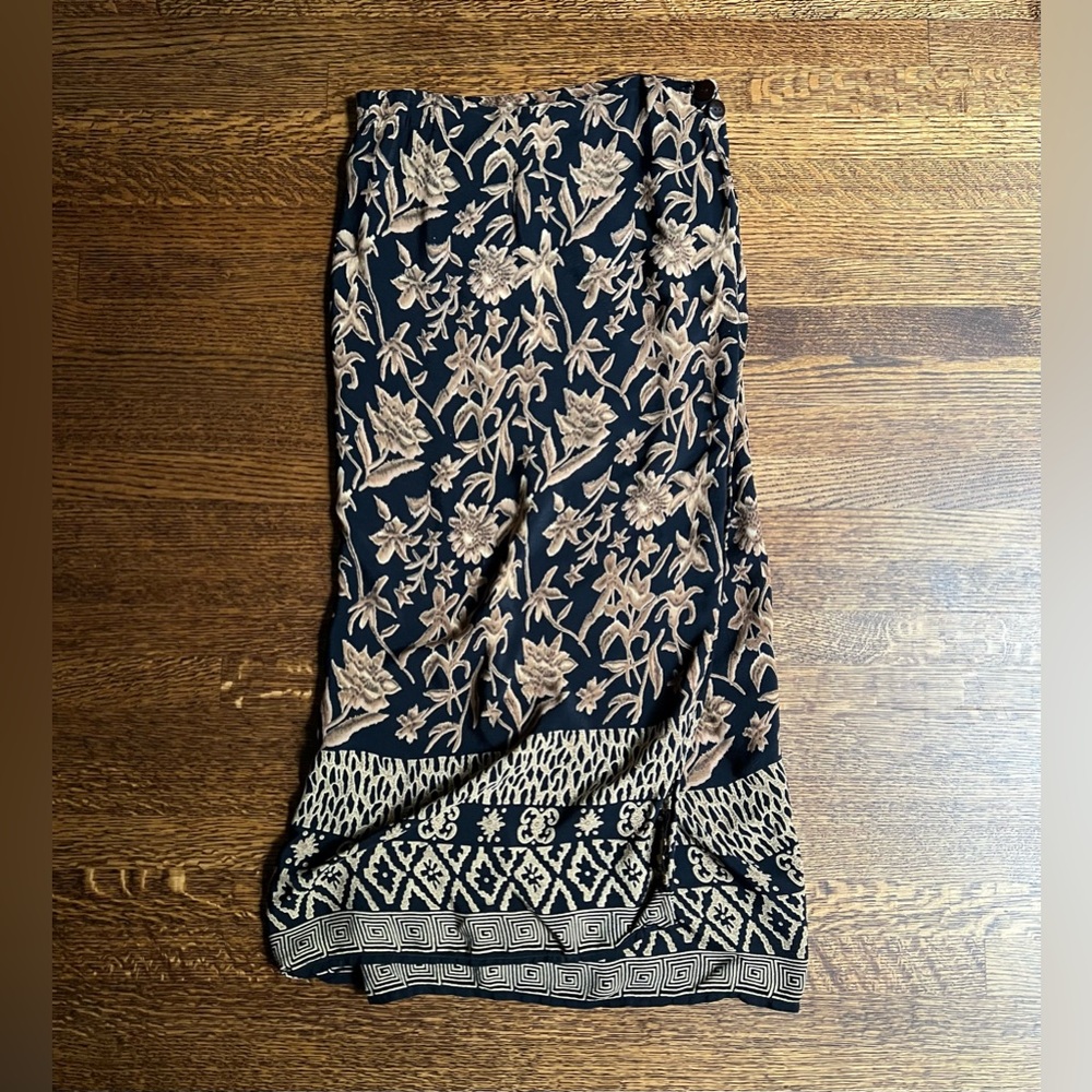 Vintage Bohemian Wrap Skirt, Floral Maxi Skirt